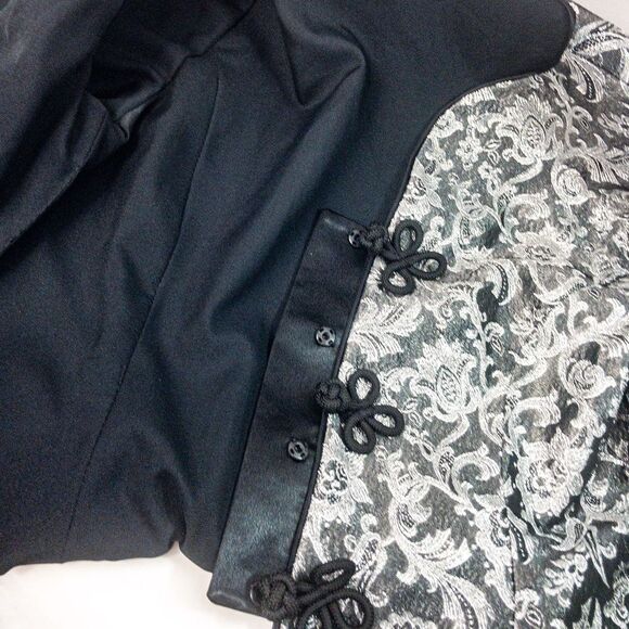 Silver Floral Mandarin Evening Jacket Chinese Frog Knot Front Closure Sz PS - Picture 8 of 11